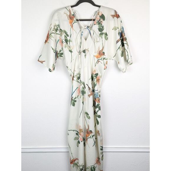 Hope Ivy Maxi Dress Kimono Maternity Bird Swallow Floral Tropical Cream Size 4 - Picture 8 of 14